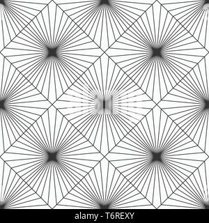 Abstract geometric pattern seamless pattern. Striped rhombuses. Straight lines radiating from center. Art deco sunburst pattern. Burst lines. Vector. Stock Vector