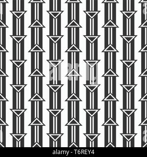 Abstract geometric seamless pattern of triangles located on parallel lines. Arrows motif. Background for cloth, fabric, textile, wallpaper. Stock Vector