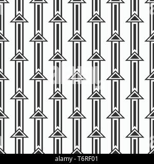 Abstract geometric seamless pattern of triangles located on parallel lines. Arrows motif. Ethnic ornament. Background for cloth, fabric, textile. Stock Vector