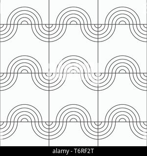Abstract seamless pattern. Modern stylish linear texture. Repeating geometric tiles of semicircles. Vector monochrome background. Stock Vector