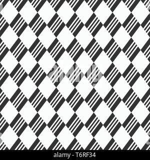 Abstract seamless pattern of striped rhombuses. Modern stylish texture. Repeating geometric tiles. Parallel diagonal stripes of different thickness. Stock Vector