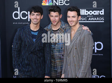 May 1, 2019 - Las Vegas, NV, U.S. - 01 May 2019 - Las Vegas, NV - Jonas Brothers.  2019 Billboard Music Awards at MGM Grand Garden Arena, Arrivals. Photo Credit: mjt/AdMedia  (Credit Image: © Wes Eddy/AdMedia via ZUMA Wire) Stock Photo