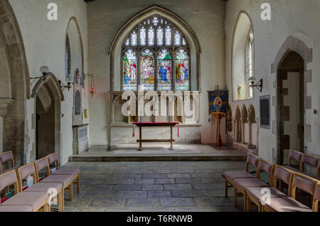 Interior of the parish church of St Nicholas, Potterspury, Northamptonshire, UK Stock Photo