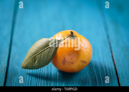 Fresh mandarin oranges fruit with leaves Stock Photo