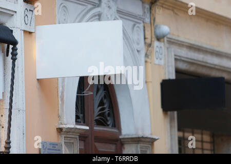 Rectangular blank signboard on the street in the city - Image Stock Photo