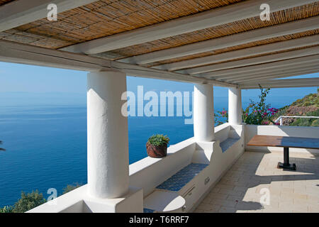 The roof terrace of a boutique on the island of Salina, Aeolian Island, Sicily, Italy Stock Photo