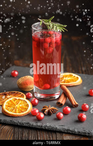 Glasses of fresh cranberry drink. Stock Photo