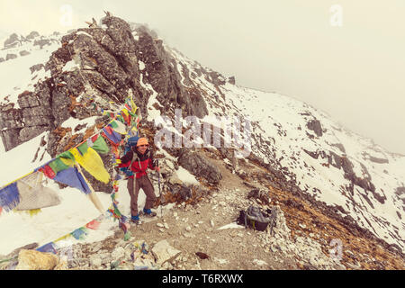 Hike in Himalayas Stock Photo