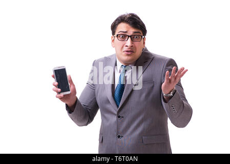 Businessman with mobile phone isolated on white Stock Photo