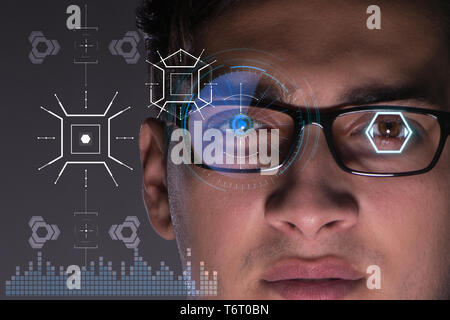 Concept of sensor implanted into human eye Stock Photo