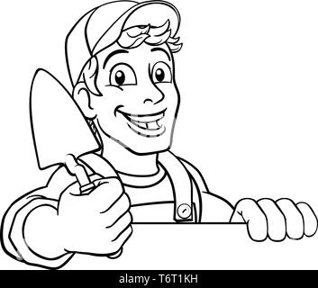 Trowel Construction Site Cartoon Builder Handyman Stock Vector