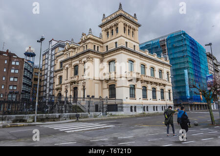 Historic headquarters of Banco Urquijo in Gijon in Asturias region, Spain Stock Photo