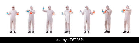 Chemist working with poisonous substances isolated on white back Stock Photo