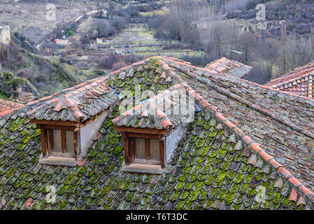 House roof in Sepulveda town in Province of Segovia, Castile and Leon autonomous community in Spain Stock Photo