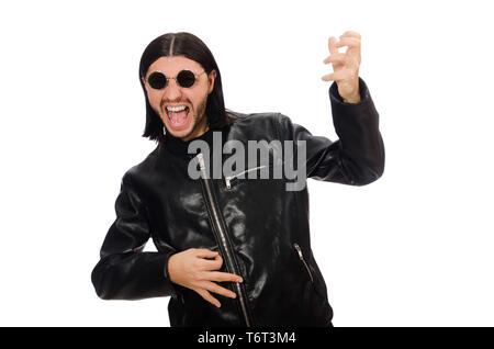 Aggressive angry man isolated on white Stock Photo