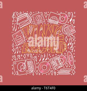 Vinyl record retro poster. Vector color illustration. Stock Vector