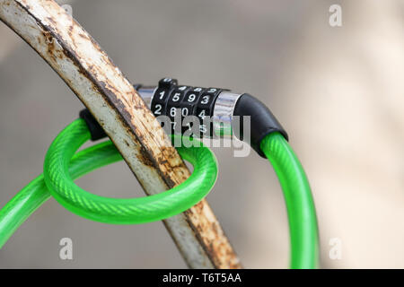 Bicycle combination lock close-up Stock Photo