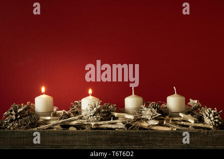 Advent time two candles burning Stock Photo