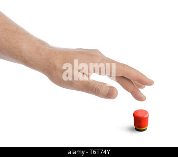 Hand and red button Stock Photo