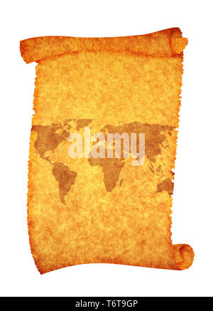 World map rolled up into scroll Stock Photo - Alamy