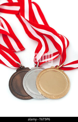 Gold Medals With Ribbons Isolated On White, Set Stock Photo - Alamy