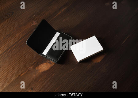 Leather card holder Stock Photo