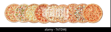 different pizza on white background Stock Photo