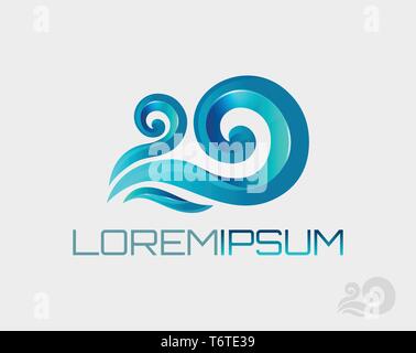 Wave logo template. Stylized water icon isolated on white background. Vector symbol. Stock Vector