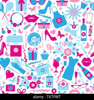 Seamless pattern of spring celebration  8 march and mothers day Stock Vector