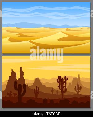 Desert landscapes vector set. Stock Vector