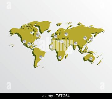 Map with balls as pins Stock Vector