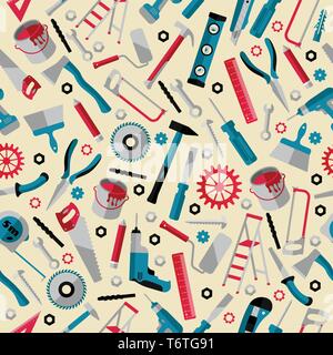 Working tools background labor day seamless pattern Stock Vector