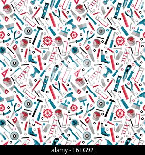 Working tools background labor day seamless pattern Stock Vector