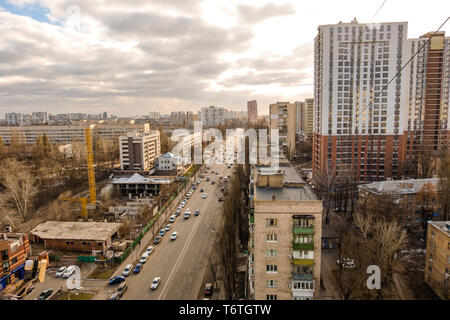Kyiv, Ukraine - February 21, 2019: View of the Solomenka district of Kyiv. Kiev cityscape, Ukraine Stock Photo