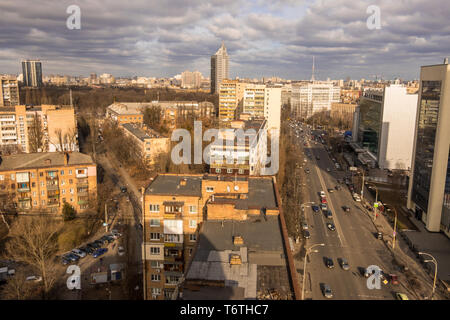 Kyiv, Ukraine - February 21, 2019: View of the Solomenka district of Kyiv. Kiev cityscape, Ukraine Stock Photo