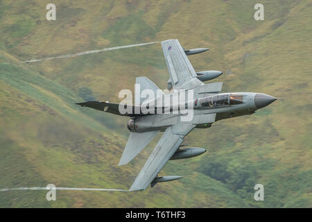 RAF Tornado GR4 doing Low Level tactical training through Snowdonia, Wales
