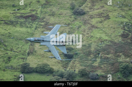 RAF Tornado GR4 doing Low Level tactical training through Snowdonia, Wales