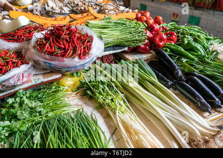 Selection of various vegetables in a Chinese market Stock Photo