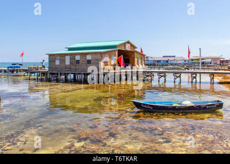 Dive shack in San Pedro, Ambergris Caye. Stock Photo