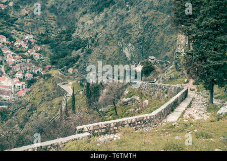 Stony trail leading to the Kotor fortress Stock Photo