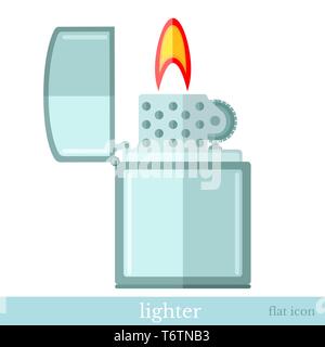 steel metal flat lighters vector isolated on white background Stock Vector