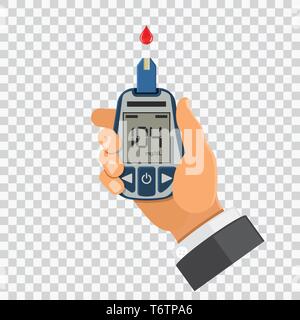blood glucose meter in hand Stock Vector