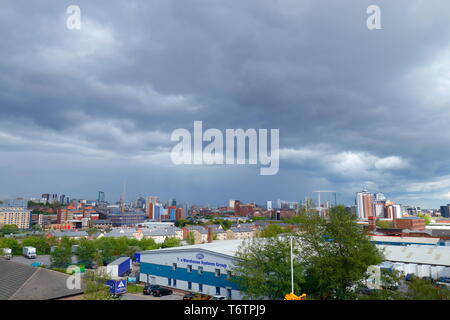 Leeds city skyline just before a storm. Stock Photo