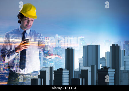 Futuristic architect doing urban planning Stock Photo