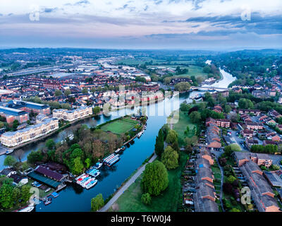 Aerial photograph of Reading, Berkshire, UK, taken at sunrise ...