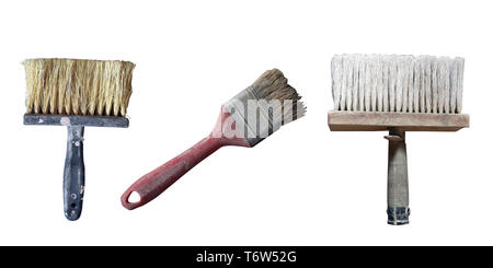 old used painting tools isolated on white background Stock Photo