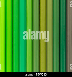 Green colored pencils background top view Stock Photo