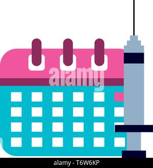 calendar reminder with medical injection vector illustration design ...