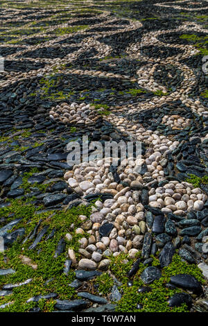 Full frame background of pebble pavement Stock Photo