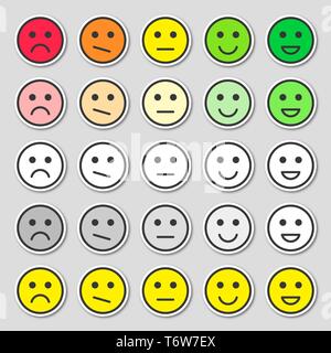 Feedback concept design, emotions scale rating. Simple and flat feedback stickers. Stock Vector